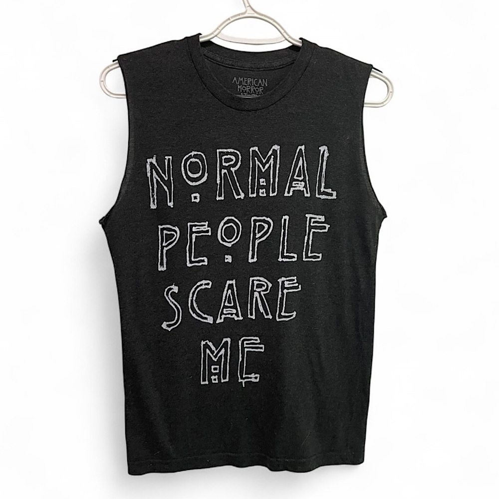 “Normal people scare me” dark Gray Sleeveless Tee